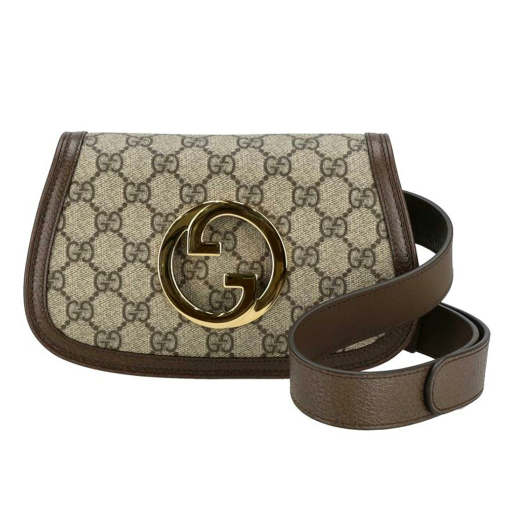 Gucci GG Supreme Blondie Belt Top Handle Bag Canvas Leather Brown